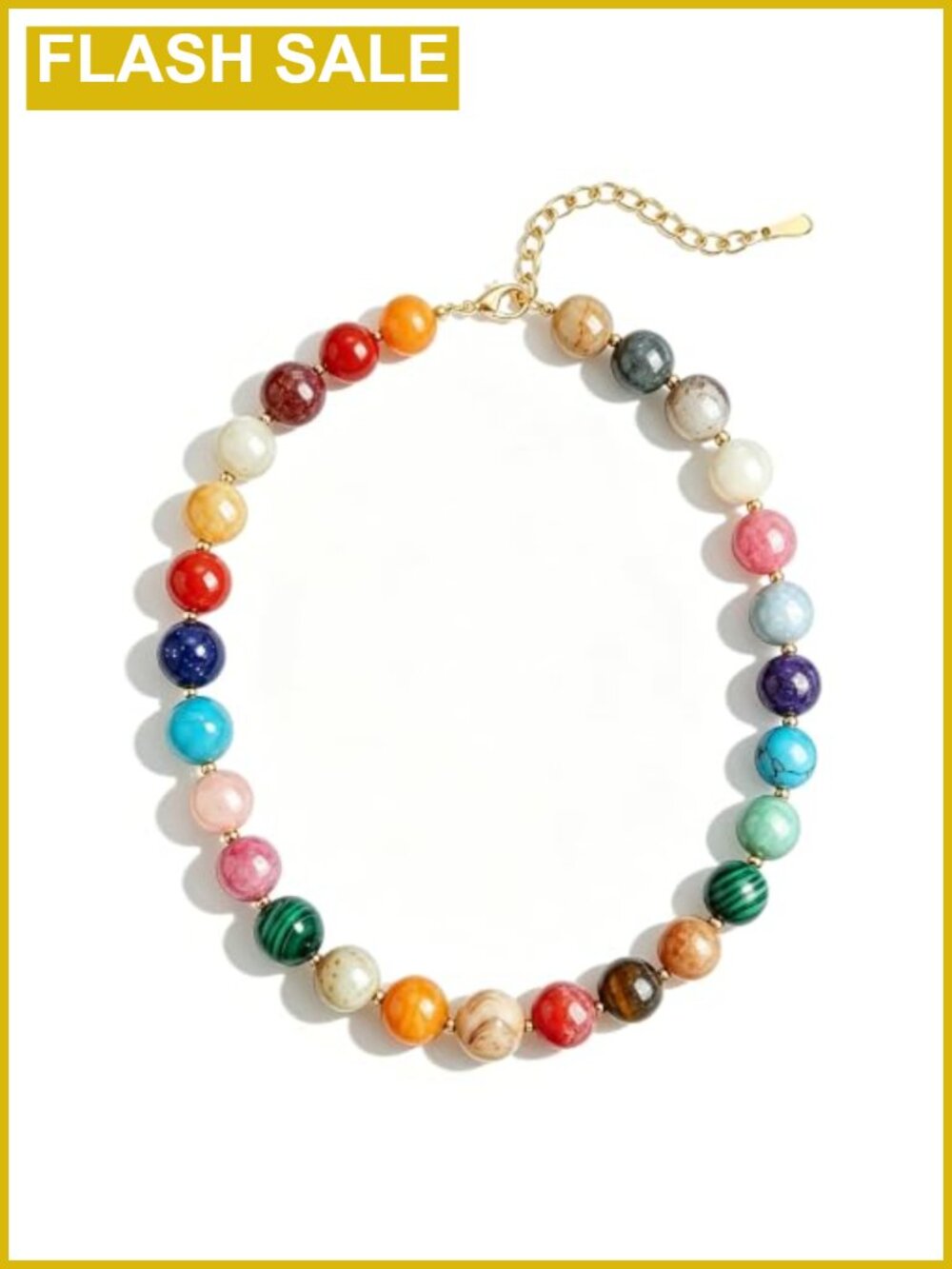 Natural Stone Beaded Choker Necklace Waterproof Hypoallergenic